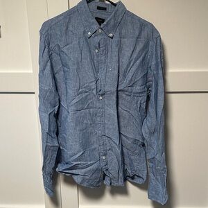 J. Crew Blue Casual Linen Button Down Shirt